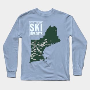 Map of the Ski Resorts of New England Long Sleeve T-Shirt